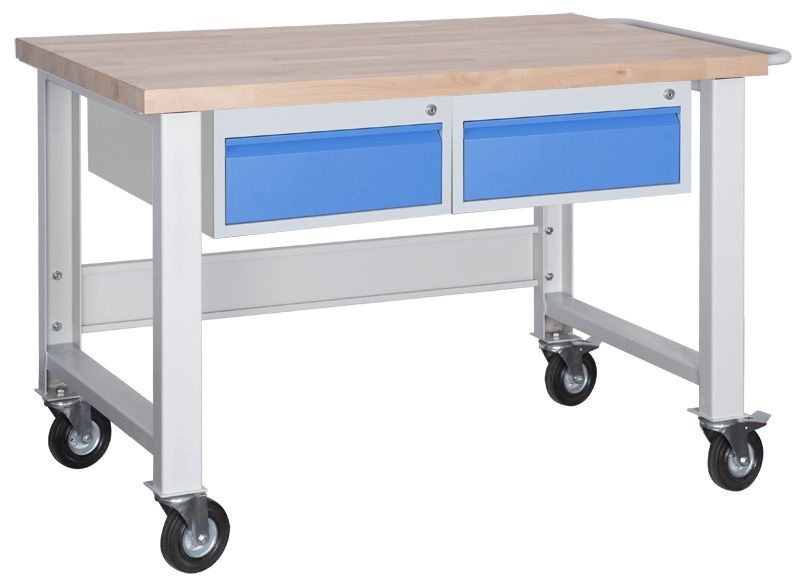 Dielenský pojazdný stôl profi 1500 mm, 2x 1 zásuvka, 4 kolesá