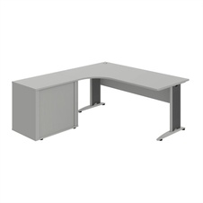 Kancelársky stôl pracovný, zostava pravá - CE 1800 60 HR P, šedá