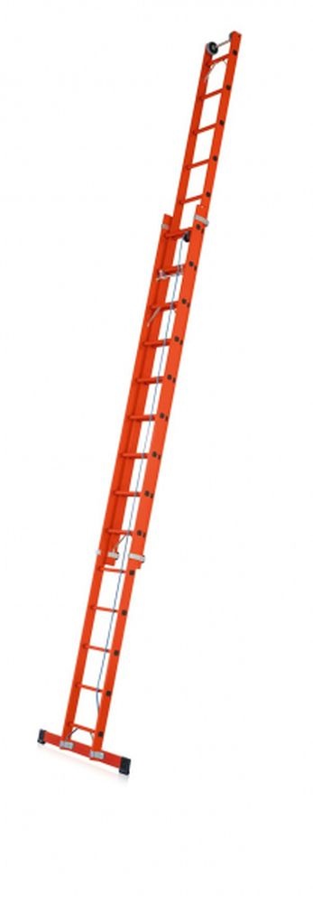 Celoplastový dvojdielny výsuvný rebrík s ťažným lanom SKYLINE EFA 2E, dĺžka 7,17 m