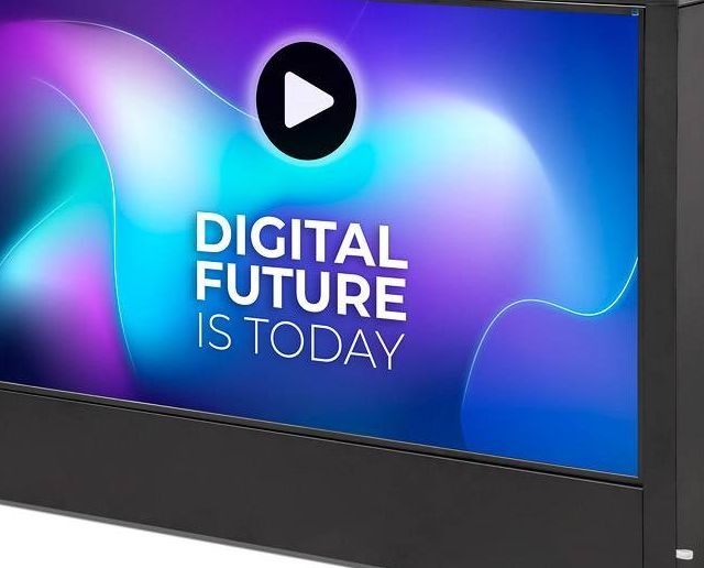 Digitálny promostolík Futuro s monitorom Samsung QM55B na šírku, čierna